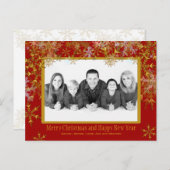 赤と金ゴールドのクリスマスフォトポストカード シーズンポストカード (正面/裏面)