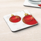 赤と金ゴールドのクリスマスブラブセットのコルクコースター コースター (左側)