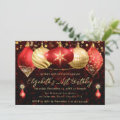 赤と金ゴールドのクリスマスボードバースデーパーティー 招待状 (スタンド正面)