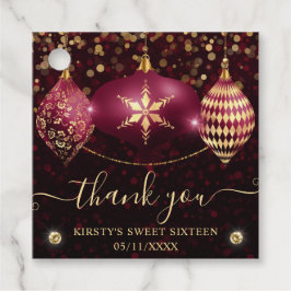 赤と金ゴールドのクリスマスボードブルSweet sixteen フェイバータグ