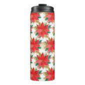 赤と金ゴールドのクリスマスポインセチア模様 タンブラー (正面)