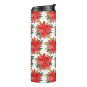 赤と金ゴールドのクリスマスポインセチア模様 タンブラー (回転左)