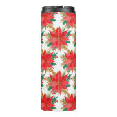 赤と金ゴールドのクリスマスポインセチア模様 タンブラー (裏面)