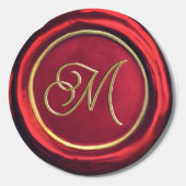 赤と金ゴールドのクリスマスモノグラムワックスシール ラウンドシール (正面)