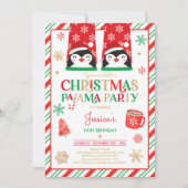 赤と金ゴールドのクリスマス·パジャマの誕生日パーティー 招待状 (正面)