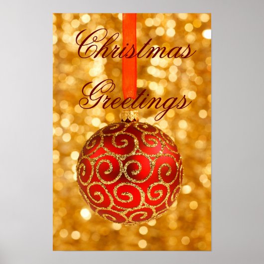 赤と金ゴールドのクリスマス ポスター (正面)