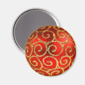 赤と金ゴールドのクリスマス マグネット (正面/裏面)