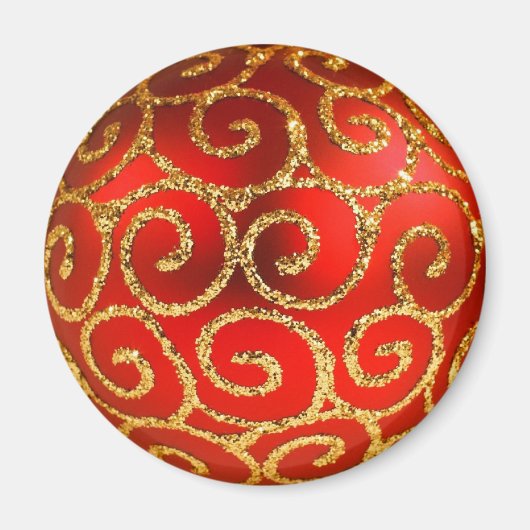 赤と金ゴールドのクリスマス マグネット (正面)