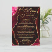 赤と金ゴールドのグリッターアゲートマーブル結婚ズ メニュー (スタンド正面)