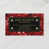 赤と金ゴールドのグリッターハートパターン 名刺 (裏面)