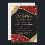 赤と金ゴールドのグリッターハート21st誕生日 招待状<br><div class="desc">赤エレガントと金ゴールドのグリッターハートグラムエッジデザインと金ゴールド要素</div>