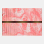 赤と金ゴールドのジオメトストライプリック大理石 ラッピングペーパーシート (正面3)