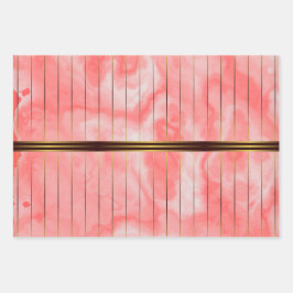 赤と金ゴールドのジオメトストライプリック大理石 ラッピングペーパーシート