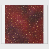 赤と金ゴールドのスターラッピング紙 | 休エレガント日 ラッピングペーパー (フラット)