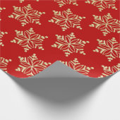 赤と金ゴールドのスノーフレークのクリスマスラッピング紙 ラッピングペーパー (角)