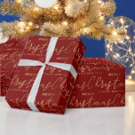 赤と金ゴールドのタイポグラフィスクリプトMerry Christmas ラッピングペーパー<br><div class="desc">私たちの赤と金ゴールドのタイポグラフィスクリプトMerry Christmas Wrapping紙であなたの休日のギフトラッピングを高める。クラシックの赤と金ゴールドの配色は暖かさと贅沢を醸し出し、あなたのプレゼントはツリーの下で特別に見える。この美しい包装紙で楽しいクリスマスと幸せな新年の願いを広げる。</div>