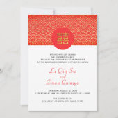 赤と金ゴールドのダブル中国のハピ結婚ネス 招待状 (正面)