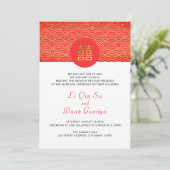 赤と金ゴールドのダブル中国のハピ結婚ネス 招待状 (スタンド正面)