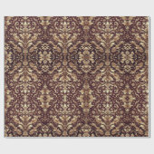 赤と金ゴールドのダマスクの夢 ラッピングペーパー (フラット)