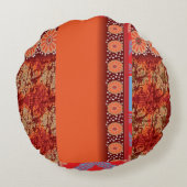 赤と金ゴールドのデザイン ラウンドクッション (裏面)