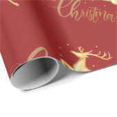 赤と金ゴールドのトナカイ包み紙 ラッピングペーパー (ロールコーナー)