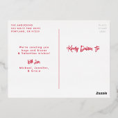 赤と金ゴールドのハートスタンプ写真バレンタインデー 箔シーズンポストカード (裏面)