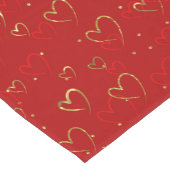 赤と金ゴールドのハート赤のバレンタインのパターン ショートテーブルランナー (コーナー)