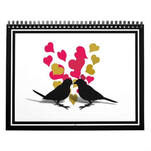 赤と金ゴールドのハート カレンダー (カバー)