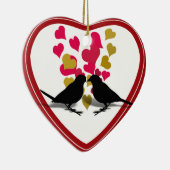 赤と金ゴールドのハート セラミックオーナメント (右)