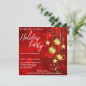 赤と金ゴールドのバウブルバックグランドホリデーインベーティション 招待状 (スタンド正面)