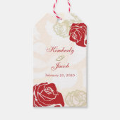赤と金ゴールドのバラ結婚ズサンキューギフトラベル ギフトタグ (正面)