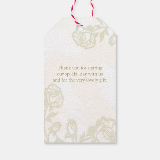 赤と金ゴールドのバラ結婚ズサンキューギフトラベル ギフトタグ (裏面)