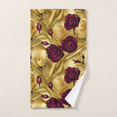 赤と金ゴールドのバラ バスタオルセット (ハンドタオル)
