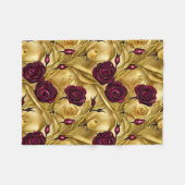 赤と金ゴールドのバラ フリースブランケット (正面(横))