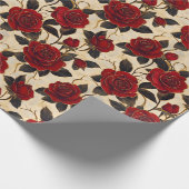 赤と金ゴールドのバラ ラッピングペーパー (角)