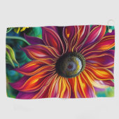 赤と金ゴールドのヒマワリ ゴルフタオル (横)