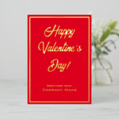 赤と金ゴールドのビジネスのバレンタインデフォイル 箔招待状 (立ち正面)