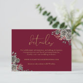 赤と金ゴールドのフローラのバラ結婚ゴシックの詳細 エンクロージャーカード (スタンド正面)