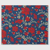 赤と金ゴールドのフローラのラッピング紙 ラッピングペーパー (フラット)