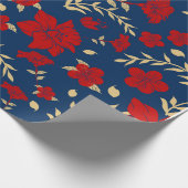 赤と金ゴールドのフローラのラッピング紙 ラッピングペーパー (角)