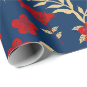 赤と金ゴールドのフローラのラッピング紙 ラッピングペーパー (ロールコーナー)