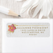 赤と金ゴールドのフローラエレガント差出人住所ラベル ラベル (インサイチュ)