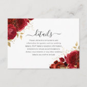 赤と金ゴールドのフローラキンセアニェラま結婚たは詳細 エンクロージャーカード (正面)