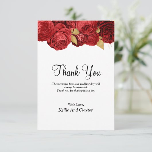 赤と金ゴールドのフローラサンキューカード サンキューカード (スタンド正面)