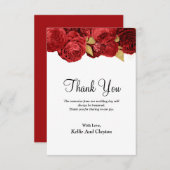 赤と金ゴールドのフローラサンキューカード サンキューカード (正面/裏面)