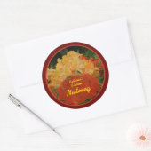 赤と金ゴールドのフローラスパイスのjarラベル ラウンドシール (封筒)