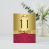 赤と金ゴールドのフローラテーブル番号のポストカード ポストカード (スタンド正面)
