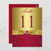 赤と金ゴールドのフローラテーブル番号のポストカード ポストカード (正面/裏面)