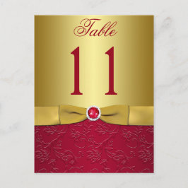 赤と金ゴールドのフローラテーブル番号のポストカード ポストカード