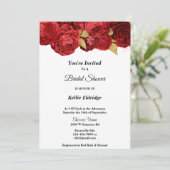 赤と金ゴールドのフローラブライダルシャワーの招待 招待状 (スタンド正面)
